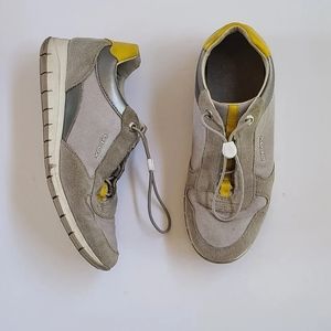 Geox Drawstring Lace Sneakers Womens Size 10 Yellow Gray